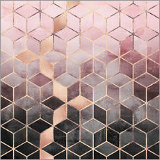 Quadro em plexi-alumínio  Cubos rosa e cinzento - geométrico - Elisabeth Fredriksson