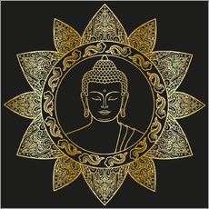 Quadro em plexi-alumínio  Buddha in golden bloom