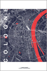 Autocolante decorativo  City of Cologne Map midnight - campus graphics
