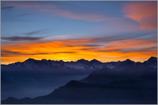 Autocolante decorativo  Céu colorido ao pôr do sol sobre os Alpes - Fabio Lamanna