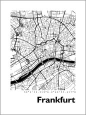 Quadro em plexi-alumínio  City map of Frankfurt - 44spaces