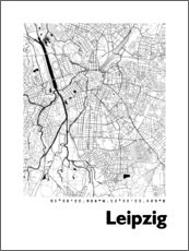 Quadro em acrílico  City map of Leipzig - 44spaces