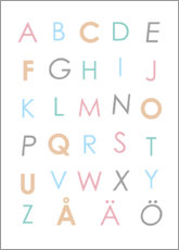 Quadro em alumínio  Swedish alphabet colorful - Typobox