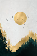 Quadro de madeira  Lua de ouro - Mia Nissen