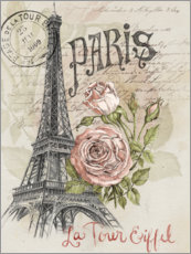 Quadro em tela  Paris e a Torre Eiffel - Jennifer Parker