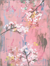 Quadro de madeira  Flores de cerejeira em rosa - Melissa Wang