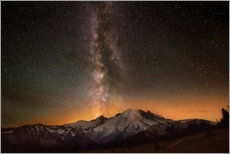 Póster Via Láctea sobre o Monte Rainier