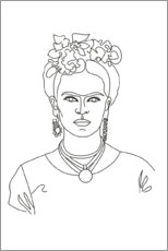 Póster Frida Kahlo line art