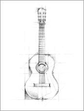 Quadro em tela  Desenho De Guitarra - Ethan Harper