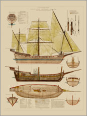 Póster Plano de navio antigo