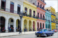 Quadro em plexi-alumínio  Casas coloridas pastel em Havana - Bill Bachmann
