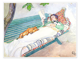 Póster  Mulher deitada num banco - Carl Larsson