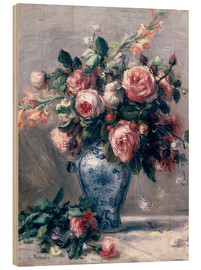 Quadro de madeira  Vaso com rosas - Pierre-Auguste Renoir