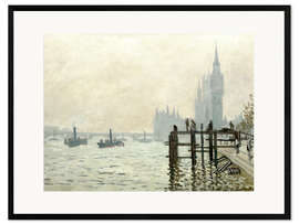 Impressão artística com moldura  O Tamisa em Westminster - Claude Monet