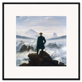 Impressão artística com moldura  Caminhante sobre o mar de névoa - Caspar David Friedrich