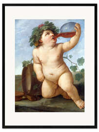 Impressão artística com moldura  Baco bebendo - Guido Reni