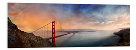 Quadro em PVC  San Francisco Golden Gate with rainbow - Michael Rucker