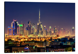 Quadro em alumínio  Dubai skyline at night - Stefan Becker