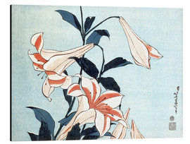Quadro em alumínio  Lírios - Katsushika Hokusai