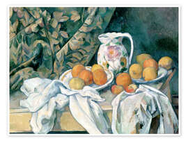 Póster  Nature morte avec rideau et pichet fleuri - Paul Cézanne