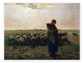 Póster  The shepherdess - Jean-François Millet