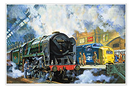 Póster  Evening Star, a última locomotiva a vapor e o novo diesel-elétrico Deltic - Harry Green