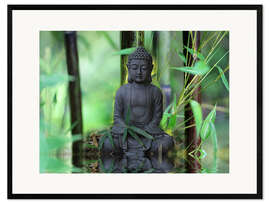 Impressão artística com moldura  Buda e bambu - Renate Knapp