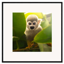 Impressão artística com moldura  baby monkey - Photoplace Creative
