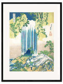 Impressão artística com moldura  A cascata de Yoro na província de Mino - Katsushika Hokusai
