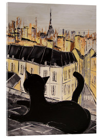 Quadro em acrílico  Black cat on the roofs of Paris - JIEL