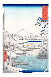 Póster  Riverbank at Sukiya in Edo - Utagawa Hiroshige