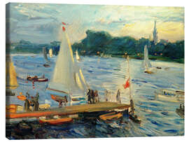 Quadro em tela  Sailboats on the Alster Lake in the evening - Max Slevogt