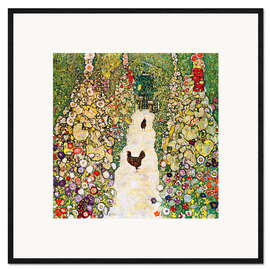 Impressão artística com moldura  Caminho de jardim com galinhas - Gustav Klimt