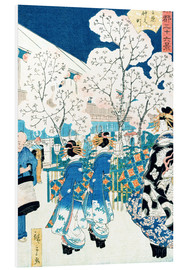 Quadro em PVC  Flores de cerejeira em Asakura - Utagawa Hiroshige