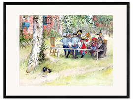 Impressão artística com moldura  Breakfast under the big birch - Carl Larsson