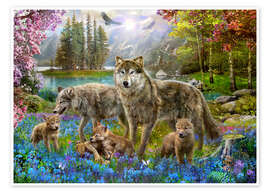 Póster  Spring Wolf Family - Jan Patrik Krasny