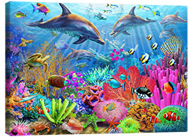 Quadro em tela  Recifes de coral e golfinhos - Adrian Chesterman