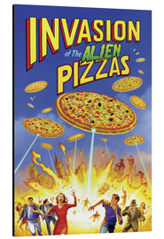 Quadro em alumínio  Invasion of the alien pizzas - Gareth Williams