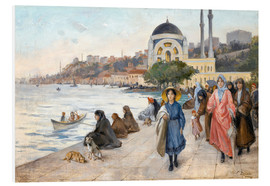 Quadro em PVC  Mafalda am Ufer des Bosporus, die Dolmabahçe Moschee im Hintergrund. - Fausto Zonaro