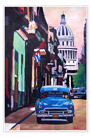 Póster  Cuban Oldtimer Street Scene in Havanna Cuba with Buena Vista Feeling - M. Bleichner