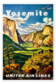 Póster  Yosemite United Air Lines - Vintage Travel Collection