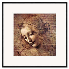 Impressão artística com moldura  Cabeça de Mulher (La scapigliata) - Leonardo da Vinci