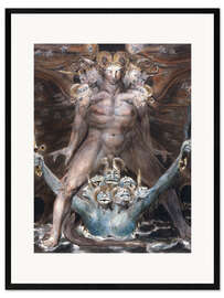 Impressão artística com moldura  O grande dragão vermelho e o animal do mar - William Blake