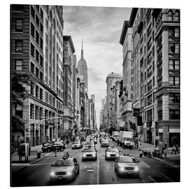 Quadro em alumínio  NYC 5th Avenue Traffic Monochrome - Melanie Viola