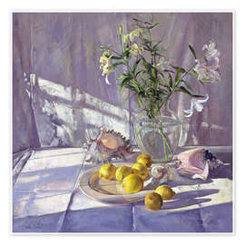Póster  Still Life Flowers and Lemons - Timothy Easton