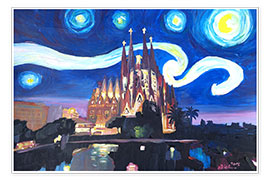 Póster  Starry Night in Barcelona - M. Bleichner
