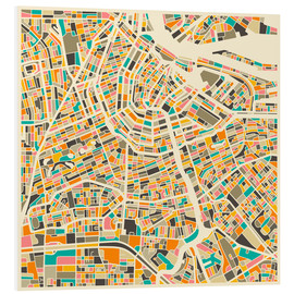 Quadro em PVC  Mapa de Amesterdão, colorido - Jazzberry Blue