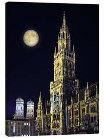 Quadro em tela  Night scene from Munich Town Hall