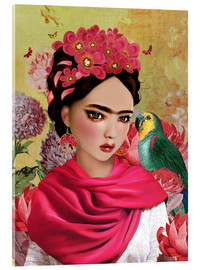 Quadro em acrílico  Frida Kahlo &amp; Parrot - Mandy Reinmuth