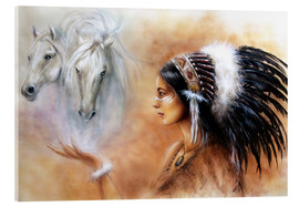 Quadro em acrílico  American Indian with horses